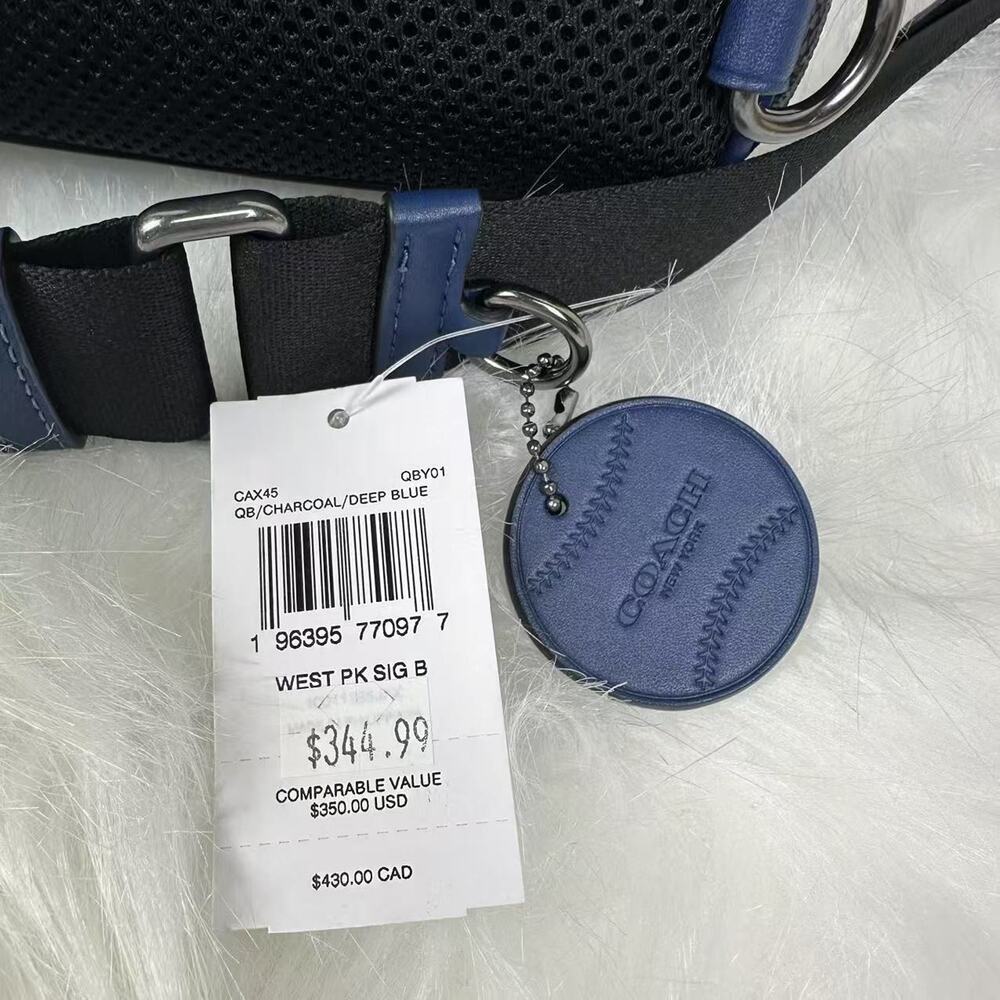Coach Men's West Pack Colorblock Signature Canvas CAX45 Charcoal/Deep Blue NWT - Picture 5 of 8